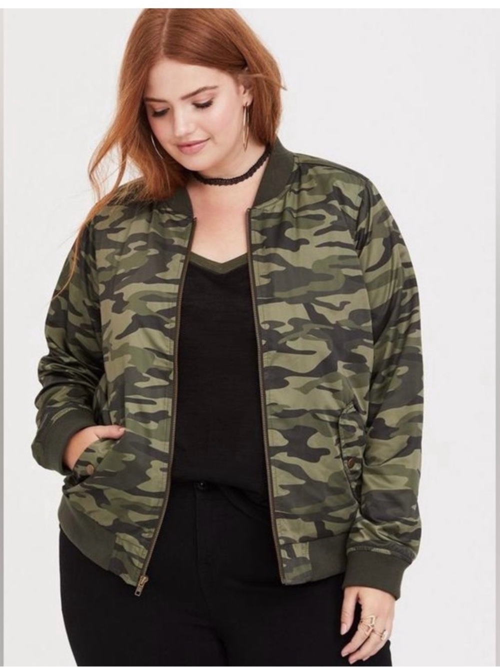 Torrid Camo Bomber Jacket Size Size 2